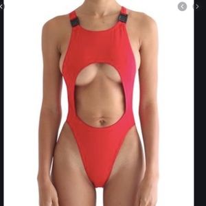 Riot Swim Jett one piece on fire red
